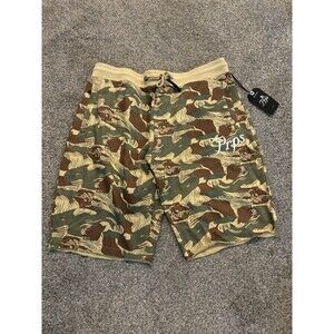 PRPS Men's 2XL Camo Fleece Shorts Tan Brown Green $118 New